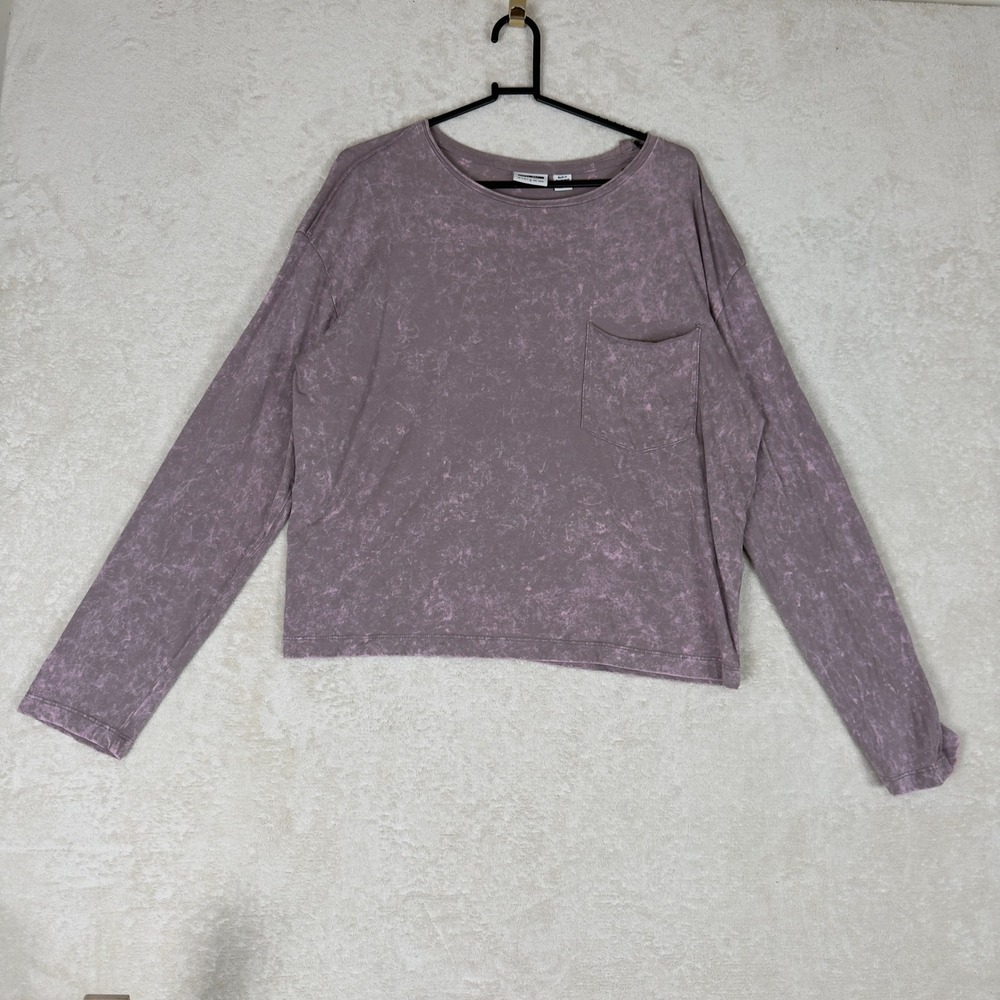 NOISY MAY Purple Tie Dye Long Sleeve Pocket T Shirt Size XL Lounge Relaxed Fit